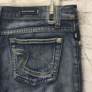 Rock & Republic Faded Blue Jeans Rhinestones sz 29